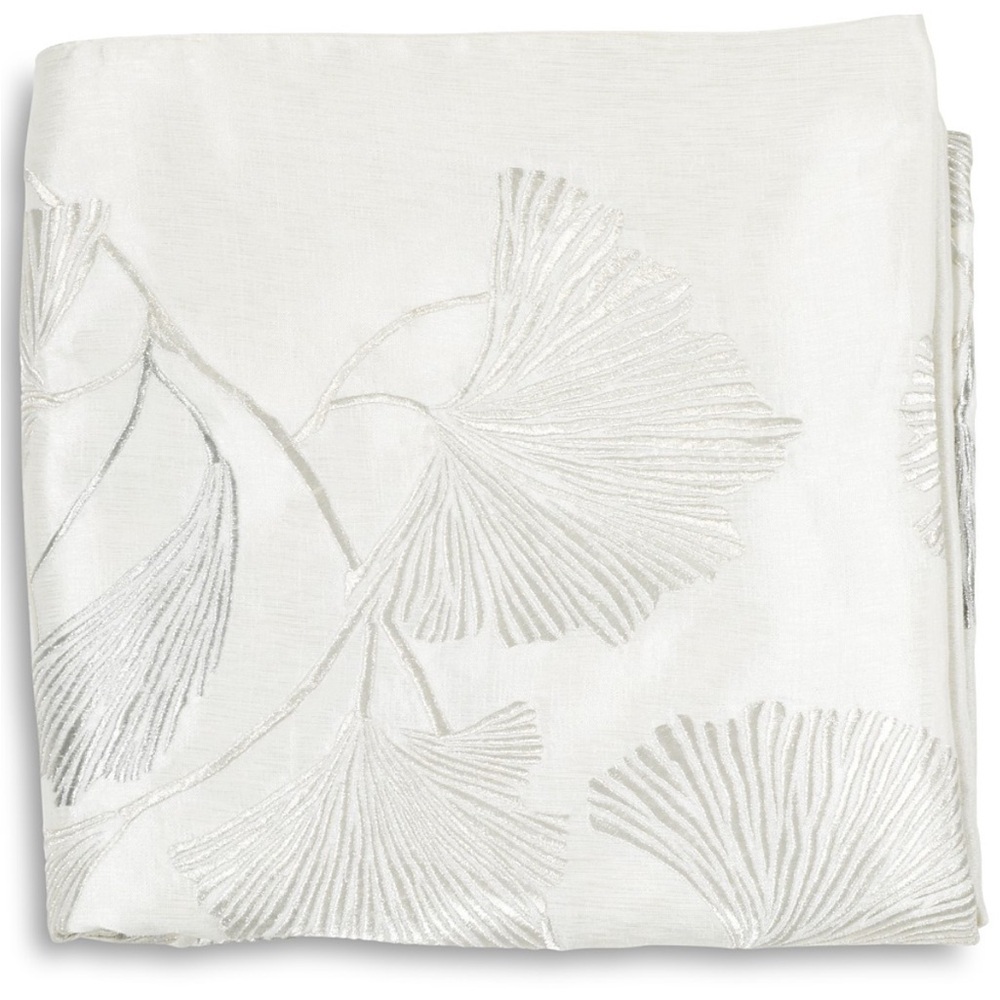 Michael ARAM Ginkgo Leaf Embroidered Throw. Ivory. Ivory